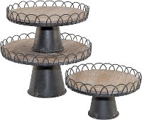 10 Inch Brown and Black Wood and Metal Riser