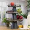 10 Inch Brown and Black Wood and Metal Riser-2
