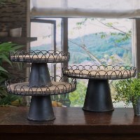 14 Inch Brown and Black Wood and Metal Riser-3