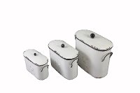 7 Inch White and Black Metal Canister with Handles