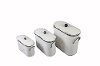 12 Inch White and Black Metal Canister with Handles