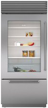 BI-36UG/S/PH-LH Sub-Zero 36 Inch Classic Bottom Freezer Refrigerator with Glass Door - 21.6 cu. ft., Left Hinge, Professional Handle