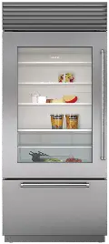 BI-36UG/S/PH-LH Sub-Zero 36 Inch Classic Bottom Freezer Refrigerator with Glass Door - 21.6 cu. ft., Left Hinge, Professional Handle