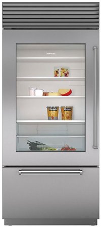 BI-36UG/S/PH-LH Sub-Zero 36 Inch Classic Bottom Freezer Refrigerator with Glass Door - 21.6 cu. ft., Left Hinge, Professional Handle