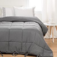 100247 Gray Quilted Full Comforter with Pillow Shams - Lodge