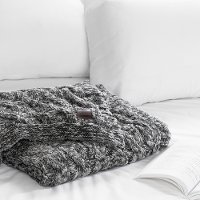 100252 Gray Cable-Knit Throw - Lodge