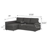 100307 Charcoal Gray Chaise Sofa Bed - Live-it Cozy-5