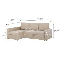 100309 Oatmeal Beige Chaise Sofa Bed - Live-it Cozy-7