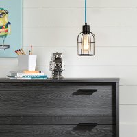 100343 Black Shade with Blue Cord Hanging Lamp - Plog-it