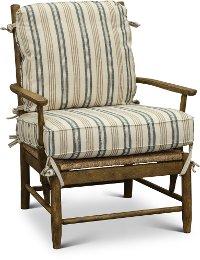 Cream Tan and Blue Striped Accent Chair - Riverbank