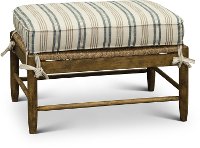 Cream Tan and Blue Striped Occasional Ottoman - Riverbank