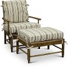 Cream Tan and Blue Striped Occasional Ottoman - Riverbank-2