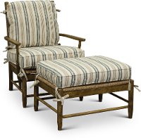 2 Piece Striped Accent Chair and Ottoman - Riverbank