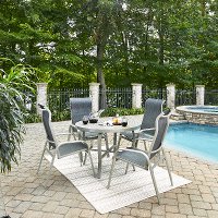 5 Piece Round Outdoor Patio Dining Set - South Beach