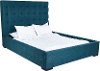 Clearance Contemporary Peacock Blue Queen Upholstered Bed - Abby