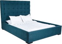 Contemporary Peacock Blue Queen Upholstered Bed - Abby