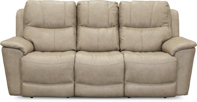 Tan Leather-Match Power Reclining Sofa - Cade