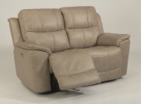 Ice White Leather-Match Power Reclining Loveseat - Cade