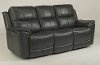 Dark Gray-Blue Leather-Match Power Reclining Sofa - Cade