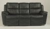 Dark Gray-Blue Leather-Match Power Reclining Sofa - Cade-3