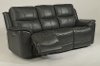 Dark Gray-Blue Leather-Match Power Reclining Sofa - Cade-4