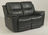 Dark Gray-Blue Leather-Match Power Reclining Loveseat - Cade