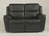 Dark Gray-Blue Leather-Match Power Reclining Loveseat - Cade-3