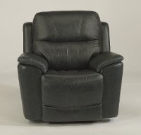 Dark Gray-Blue Leather-Match Power Recliner - Cade-3