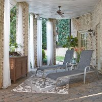 2 Sling Seat Chaise Lounge Chairs and Accent Table - South Beach