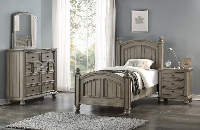 Casual Classic Gray 4 Piece Twin Bedroom Set Barnwell Rc