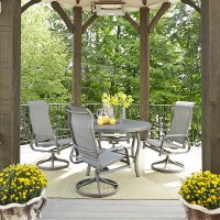 5 Piece Round Outdoor Patio Dining Set - Daytona