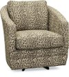 Cream and Gray Steel Cat Swivel Accent Chair