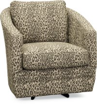 Cream and Gray Steel Cat Swivel Accent Chair