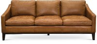 Mid-Century Modern Chestnut Brown Leather Sofa - Monza