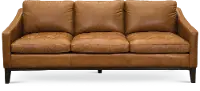 Mid Century Modern Chestnut Brown Leather Sofa - Monza