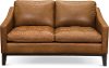 Mid Century Modern Chestnut Brown Leather Loveseat - Monza