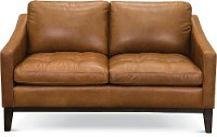 Mid Century Modern Chestnut Brown Leather Loveseat - Monza