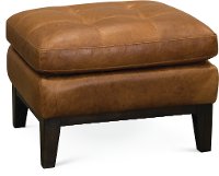 Mid-Century Modern Chestnut Brown Leather Ottoman - Monza