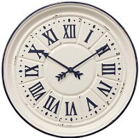 White and Navy Blue Painted Metal Indigo Wall Clock