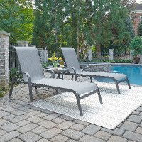 2 Sling Seat Chaise Lounge Chairs and Accent Table - Daytona