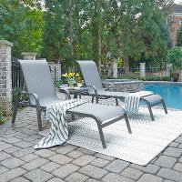 2 Sling Seat Chaise Lounge Chairs and Accent Table - Daytona-2