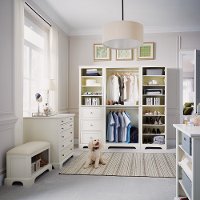 Classic White 5 Piece Closet Organizer with 36 Inch Storage Island - Naples