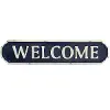 Clearance Navy Blue and White Metal Welcome Sign Wall Decor