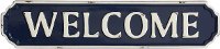 Navy Blue and White Metal Welcome Sign Wall Decor