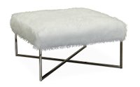Modern Snowflake White Fur Cocktail Ottoman - Lorimer