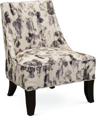 Armless Cream and Plum Accent Chair - Diana