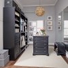 Classic Black-5 Piece Closet Organizer with 30 Inch Storage Island - Bedford