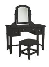 Satin Black Vanity Table and Bench - Bedford