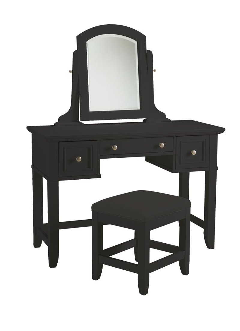 Satin Black Vanity Table And Bench Bedford Rc Willey Furniture
