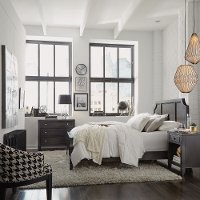 Classic Contemporary Gray Queen Bed, Nightstand & Chest - 5th Avenue